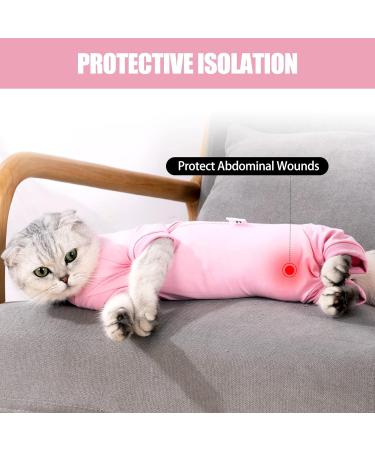 Heywean Post-Surgery Recovery Suit for Cats - Long-Sleeved Medical Shirt | Anti-Trim Alternative to Neck Collars | Pink - Buy Online on GoSupps.com