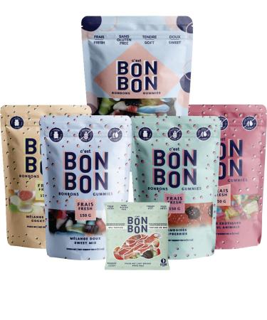 c'est BON BON - Ultimate Gluten-Free Candy Mix - Sweet Package for Sharing with Friends and Family - Assortment of treats gummies - Freshness Quality and Variety - Prepared in Canada - Pack of 6 bags