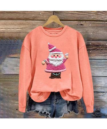 Plus Size Women Pink Christmas Tree Graphic Merry Christmas Sweatshirt Xmas Christmas Long Sleeve Casual Pullover Tops Large New Release04_orange - Buy Online on GoSupps.com