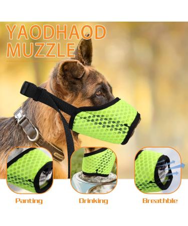 Yaodhaod XL Green Dog Muzzle - Breathable Mesh Loop to Prevent Eating Biting & Chewing - Ideal for Large Breeds - Buy Online on GoSupps.com