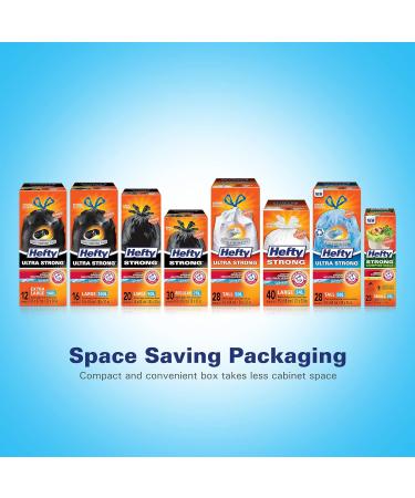 Hefty Garbage Bags Ultra Strong Extra Large 140 Litres Black Drawstring Arm & Hammer odour neutralizer 12 Bags - Buy Online on GoSupps.com