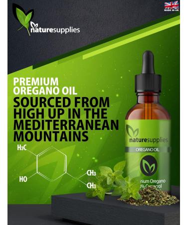 Naturesupplies Super Oregano Oil 30ml - 80% Carvacrol - Made in UK - Mediterranean Grown - Super Potent Essential Oil - 125-130mg Carvacrol Per Serving - Buy Online on GoSupps.com