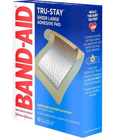 Band-Aid Tru-Stay Adhesive Pads - Large Sterile Bandages for Wound Care 10 ct - Buy Online on GoSupps.com