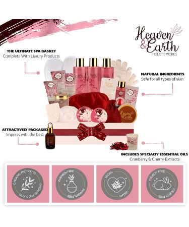 Pampering Birthday Gift Spa Basket for Couples | Cranberry Cherry Blossom Bath Gift Set for Women | Perfect Holiday Gift Baskets for Her - Buy Online on GoSupps.com