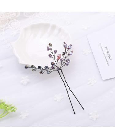 Kercisbeauty Purple Beaded Hair Pins - Wedding Bridal Hair Accessories for Bride Bridesmaid Prom - Pack of 3 - Buy Online on GoSupps.com
