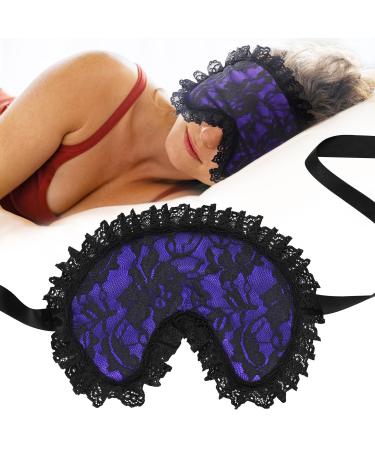 FRESHME Silk Lacey Sleep Mask - Comfy Eye Mask Blindfold for Women Men Gift Soft Adjustable Eye Cover Shade for Night Sleeping Travel Nap Light Blocking Valentine's Day Gift Purple 80 cm/ 31.5in