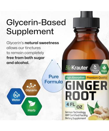 BIO KRAUTER Ginger Root - Liquid Drops Ginger Extract 655 mg per Serving 4 Fl.Oz 56-Day Supply - Pure Vegan Zingiber Officinale for Digestive Support & Daily Wellness - Alcohol & Sugar Free 4 Fl Oz (Pack of 1) - Buy Online on GoSupps.com