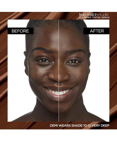 L'Oreal Paris True Match Nude Plumping Tinted Serum 1% Hyaluronic Acid Instantly Evens Brightens and Hydrates Skin Shade 10-12 Very Deep - Buy Online on GoSupps.com