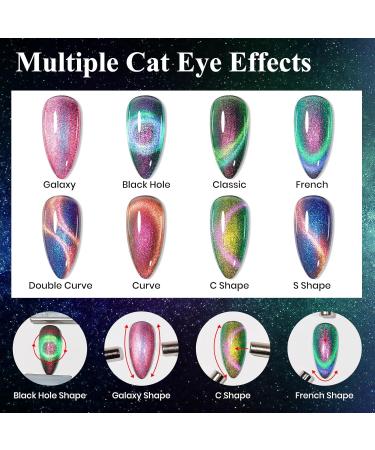 MIZHSE 9D Cat Eye Gel Nail Polish Set - 6 Colors with 2 Magnetic Sticks | Chameleon Galaxy Effect | Soak Off Nail Art Gift for Ladies - Buy Online on GoSupps.com