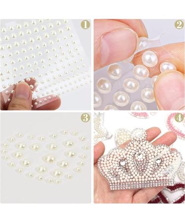 2424 Pcs Self Adhesive Beige Pearl Stickers for Hair, Face, Nails - DIY Crafts | Hair Gems, Face Gems Stick On - 18 Sheets - Buy Online on GoSupps.com