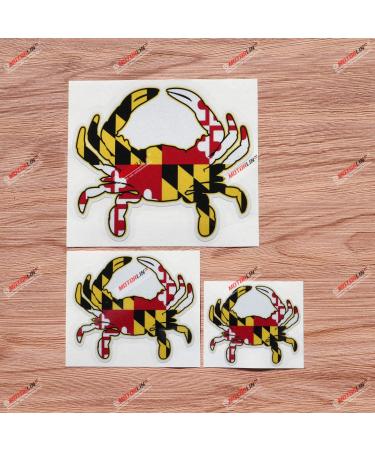 Maryland State Flag Crab Vinyl Decal Sticker - 3 Pack Reflective 3 Inches 4 Inches 6 Inches - for Car Boat Laptop Cup Phone