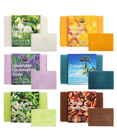6 Natural Soaps for Women & Men- Handmade Moisturizing Artisan Soap Gift Set with Essential Oils. Face and Body Soap Set for Sensitive Skin!