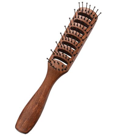 Vented Hair Brush for Blow Drying, Men's Vent Volumizing Hairbrush with Ball Tipped Bristles for Styling Dry, Wet, Short, Curly or Straight Hair Brown-Wooden