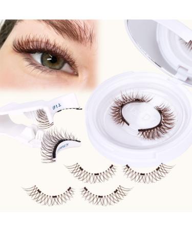 Magnetic Lashes Brown Magnetic Eyelashes No Glue Needed Brown Lashes with Magnetic Lash Applicator without Eyeliner Wispy Brown False Eyelashes Band with Magnet 1 PAIRS