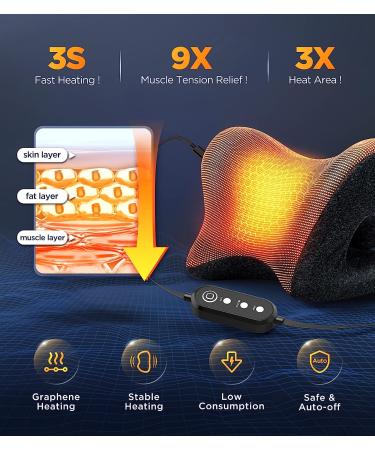 Tinhin 3S Heated Neck Stretcher - 9X Pain Relief - 3X Larger Heating Area - Magnetic Therapy - Cervical Traction Device Pillow - Neck & Shoulder Support - TMJ Spine Alignment - Black - Buy Online on GoSupps.com