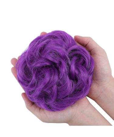 Silk-Co Hair Part with Rubber Band | Wavy Soft Bun Extensions | 45g Thickening Curly Messy Updo in Lila Purple - Buy Online on GoSupps.com