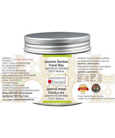 Greenwood Essential Pure Jasmine Sambac Floral Wax (Jasminum sambac) 100% Natural Therapeutic Grade 100gm (3.5 oz) - Buy Online on GoSupps.com