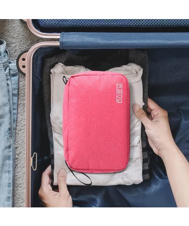 Januts Hanging Travel Toiletry Bag - Waterproof Makeup Organizer for Women & Men in Red Rose Red | Includes 2 Drawstring Bags - Ideal for Travel - Buy Online on GoSupps.com