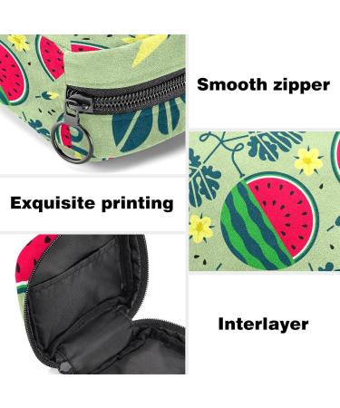 Stylish Menstruation Pad Bag with Zipper - Women's Napkin & Tampon Storage | Mature Watermelon Leaves & Flowers Design - Buy Online on GoSupps.com
