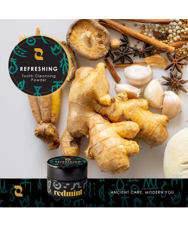 Redmint Herbal Tooth Cleansing Powder | Natural Ginger Oral Health | 15 ml - Refreshing & Eco-Friendly - Buy Online on GoSupps.com