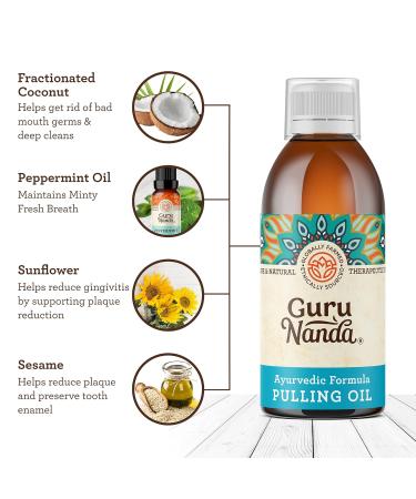 GuruNanda Original Advanced Coconut & Peppermint Oil Pulling Mouthwash - Alcohol & Fluoride Free - 100% Natural Ayurvedic Blend for Healthy Teeth & Gums - Teeth Whitening & Fresh Breath - Buy Online on GoSupps.com