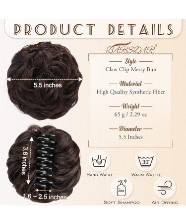 BARSDAR Claw Clip Messy Bun Hairpiece | Curly Synthetic Hair Extension for Women | Natural Black mix Chestnut Brown | Updo Chignon - Buy Online on GoSupps.com