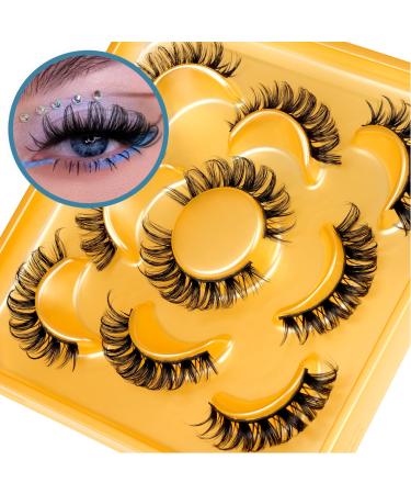 Russian Strip False EyeLashes Natural Look Cat Eye Mink Lashes Fluffy Wispy D Curl Fake Eyelashes 17mm Natural Lashes by EYDEVRO( 5 Pair) Russian Strip - 17mm