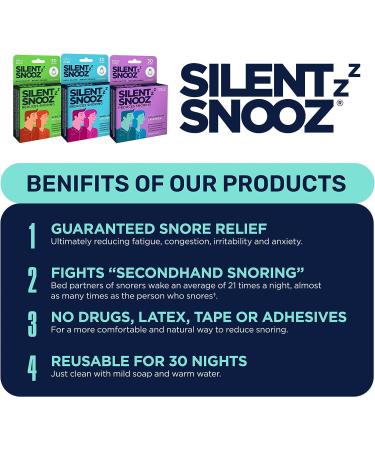 Silent Snooz Unscented Sleep Aid: Natural Snoring Relief | Anti-Snoring Nose Clip with Nasal Dilator | Stop Snoring Device for Men & Women | Reusable (30 Uses) - Buy Online on GoSupps.com