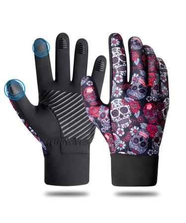 RYMNT Winter Gloves Touch Screen Water Resistant Thermal for Running Driving Cycling Working Hiking Warm Gifts for Men Women Surge Skull Medium (Women-M/Men-S)