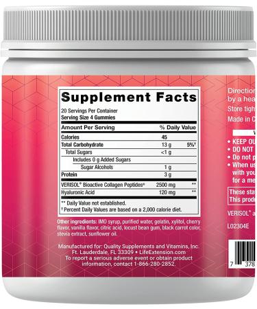 Life Extension Youthful Collagen Cherry Gummies - 80 Count for Healthy Skin & Joints - Buy Online on GoSupps.com
