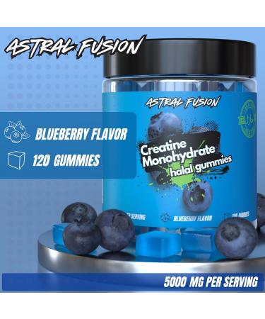 ASTRAL FUSION Halal Creatine Monohydrate Gummies 5000mg Sugar-Free Vegan Creatine for Muscle Growth Strength and Recovery Plant-Based Pre Workout Supplement Blueberry Flavor 60 Count - Buy Online on GoSupps.com