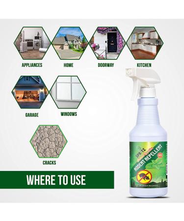 16oz Spritz Rodent Repellent with Peppermint Oil - USA Made Non-Toxic Solution for mice, Rats, Raccoons, Ants and More - 1 Count Pack - Buy Online on GoSupps.com