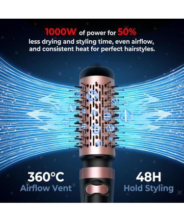 3-in-1 Hair Dryer Brush Set - Rotating Hot Air Spin Brush with Ionic Technology - Detachable Curling Brushes in Black & Gold - Buy Online on GoSupps.com