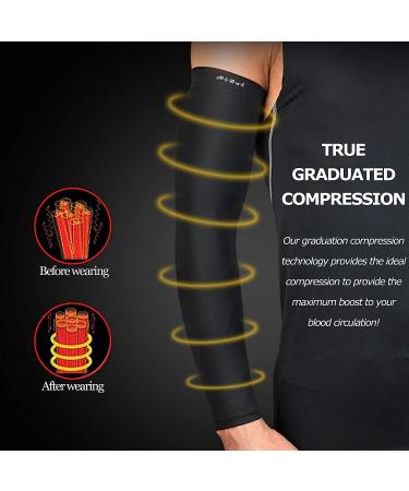 HiRui Warm Arm Compression Sleeves 20-30mmHg - Black Large (1 Pair) | Recovery & Support for Running, Cycling, Basketball | UPF50 UV Protection | Men Women - Buy Online on GoSupps.com