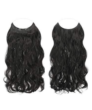Feshfen Invisible Hair Extensions | Adjustable Natural Black Curly & Wavy 45cm - Secret Hair Transformation for Women - Buy Online on GoSupps.com