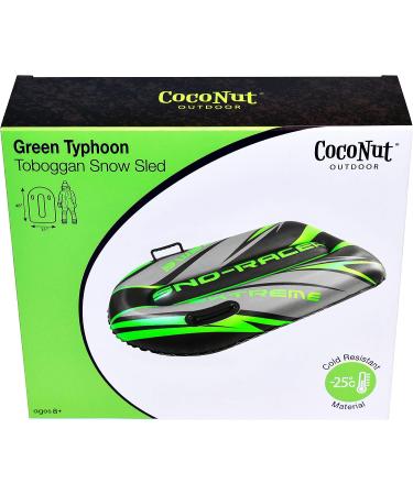 CocoNut Outdoor 48 Inflatable Toboggan Sled - Heavy Duty Snow Sled with Sturdy Handles | Cold Resistant Lightweight Tube for Kids, Teens, and Adults - Green Typhoon - Buy Online on GoSupps.com