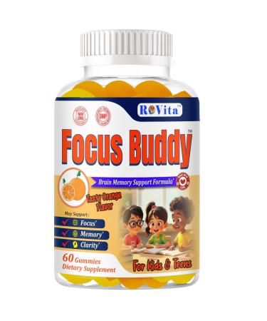 ROVita Kids Focus Gummies - Kids Focus and Attention Supplements - Memory, Brain Health, Cognitive Support Attention & Mental Clarity with Omega 3 DHA Focus Supplement for Teens-60ct