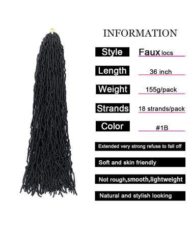 Faux Locs Crochet Hair 36 Inches - Super Long Pre-looped Goddess Locs Braiding Hair (Pack of 4) - 1B - Buy Online on GoSupps.com