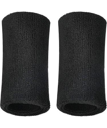 6 Inch Black Athletic Wristbands - Elastic Sweatband for Gymnastics, Tennis & Outdoor Activities - Buy Online on GoSupps.com
