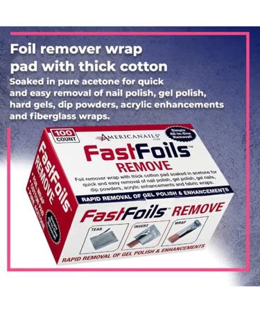 Americanails FastFoils 100 ct - Gel Polish Foil Remover Wraps with Pure Acetone - Nail Polish, Gel Nails, Acrylic & Dip Nails - All-in-One Removal Solution - Buy Online on GoSupps.com