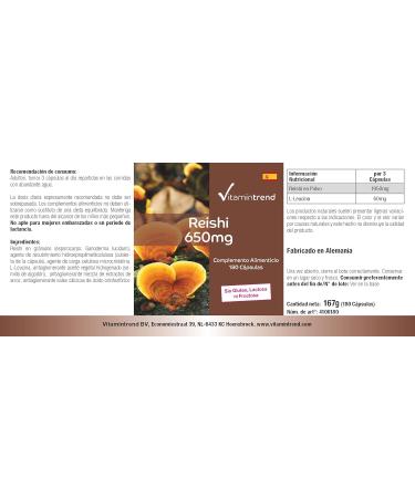 Reishi 650mg - with 1950mg of Reishi Powder per daily dose - Ganoderma lucidum -! FOR 3 MONTHS! | Vitamintrend - Buy Online on GoSupps.com