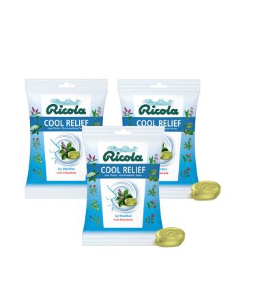 Ricola Cool Relief ICY Menthol Herbal Cough Suppressant Throat Drops, 19ct Bag (Pack of 3)