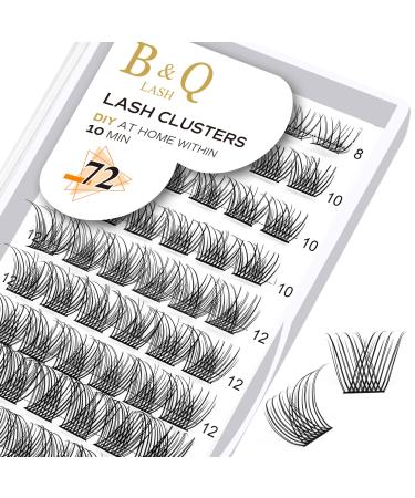 Eyelashes 72 PCs B & Q eyelashes DIY individual eyelashes for beginners reusable eyelashes Wispy fluffy single eyelashes for eyelash extensions at home (XS C-8-16Mix) C-8-16 MIX B 01