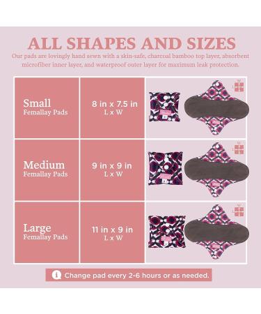 Reusable Cloth Menstrual Pad with Charcoal Bamboo Layer - Soft & Absorbent Washable Feminine Hygiene Product - Pink Floral Design - Medium Size - Buy Online on GoSupps.com