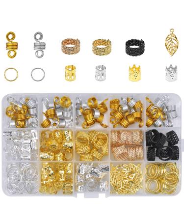 Ymwalk 200 pieces hair jewelry for braids Decorations including hair cuff metal hair braiding beads pendant hair clip aluminum hair coil Dreadlocks with storage box