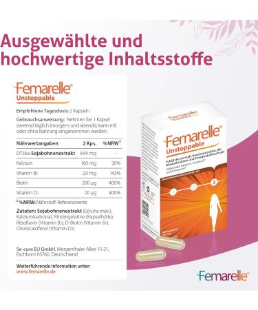  Femarelle Femarelle Unstoppable 56 Capsules - Postmenopause Support with DT56a Vitamin B2* Vitamin D3* Biotin* and Calcium*. Contributes to Healthy Vaginal Bloom Has and Is Good for Bones - Buy Online on GoSupps.com