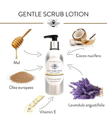 99% Natural Gentle Body Peeling Milk with Honey & Lavender - 150ml | PH 5.5 Ground Olive Stones | Bees of Britain - Support Bee Conservation - Buy Online on GoSupps.com