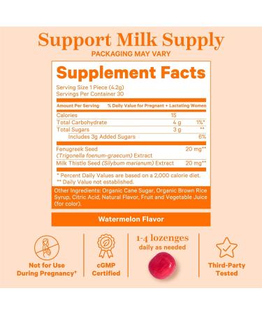 Pink Stork Lactation Sweets - Fenugreek & Milk Thistle Supplement for Breastfeeding Moms | 30 Watermelon Lozenges - Buy Online on GoSupps.com