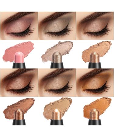 6 Colors Glitter Eyeshadow Stick Colorful Set Waterproof Eye Shadow Pencil Eye shadow Stick Pen Makeup Set Waterproof & Long Lasting Starter Eyeshadow Stick Sets - Buy Online on GoSupps.com