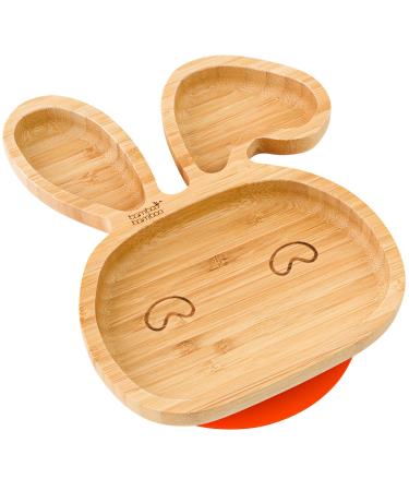 bamboo bamboo Baby and Toddler Suction Plate for Feeding and Weaning | Bamboo Bunny Plate with Secure Suction | Suction Plates for Babies from 6 Months (Bunny Orange)